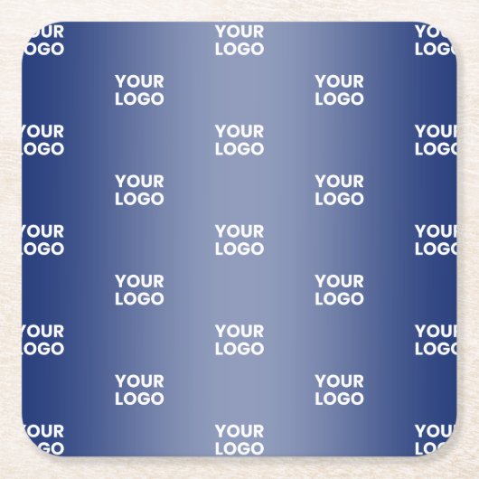 Einfache Wiederholung des Logos Navy Blue Gradient Rechteckiger Pappuntersetzer (Vorderseite)
