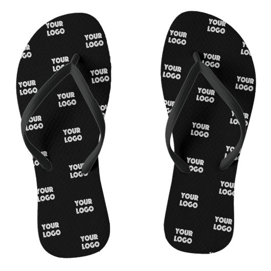 Einfache Wiederholung des Logos | Schwarz Badesandalen (Fußbett)