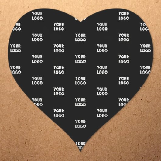 Einfache Wiederholung des Logos | Schwarz Herz-Aufkleber