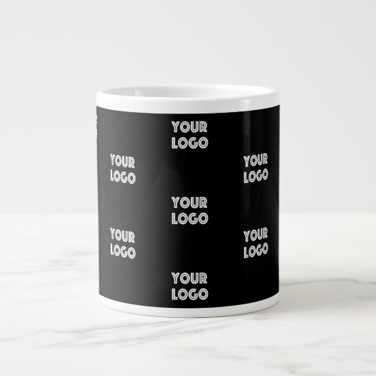 Einfache Wiederholung des Logos | Schwarz Jumbo-Tasse (Vorderseite)