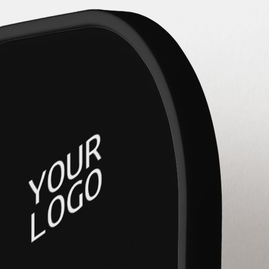 Einfache Wiederholung des Logos | Schwarz Pickleball Schläger (Linke Seite)