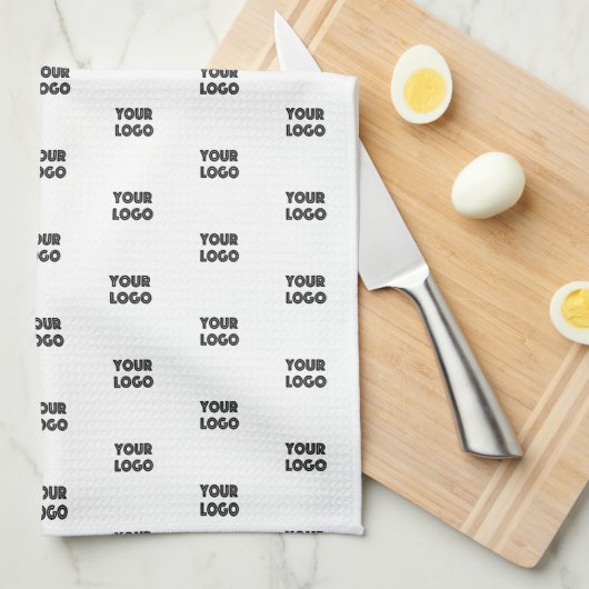 Einfache Wiederholung des Logos | weiß Geschirrtuch (Viertel Falte)