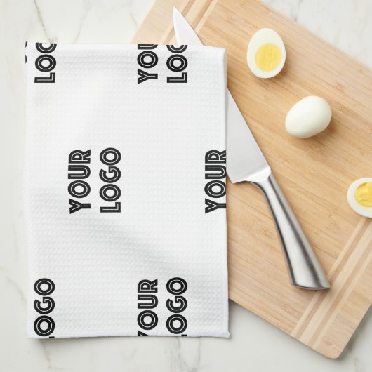 Einfache Wiederholung des Logos | weiß Geschirrtuch (Viertel Falte)