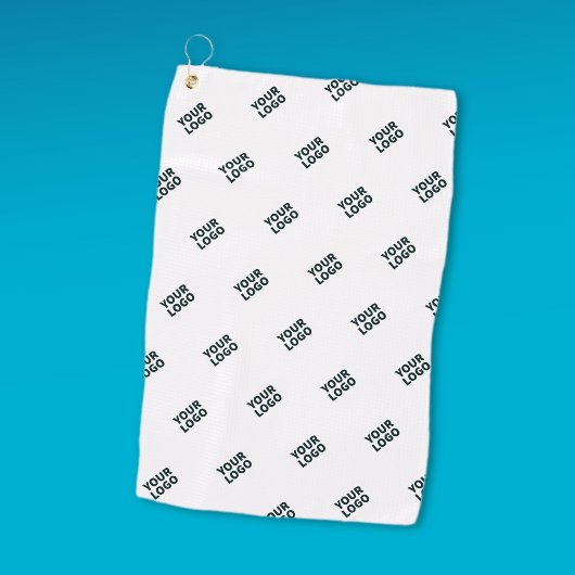 Einfache Wiederholung des Logos | weiß Golfhandtuch