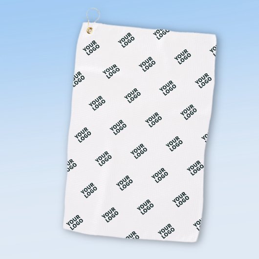 Einfache Wiederholung des Logos | weiß Golfhandtuch