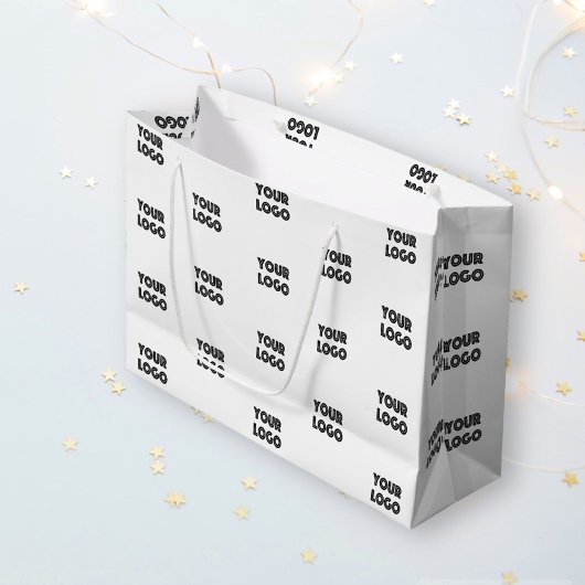 Einfache Wiederholung des Logos | weiß Große Geschenktüte
