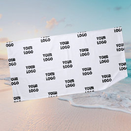 Einfache Wiederholung des Logos | weiß Strandtuch