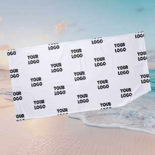 Einfache Wiederholung des Logos weiß Strandtuch