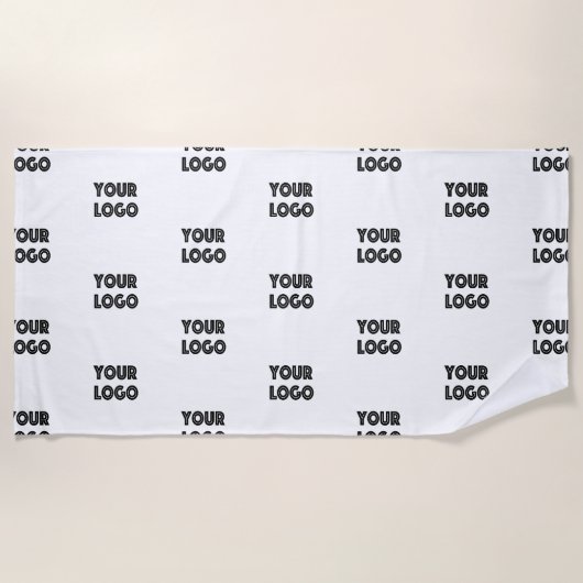 Einfache Wiederholung des Logos | weiß Strandtuch (Vorderseite)