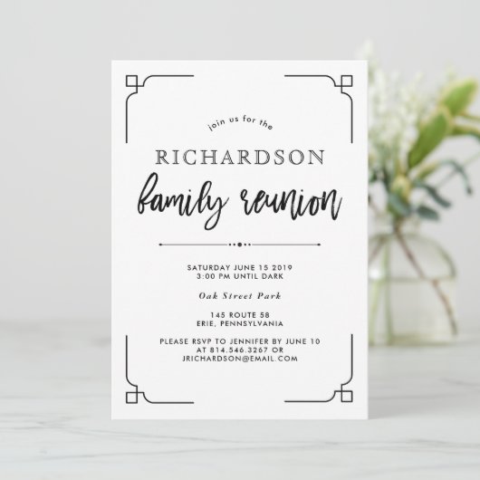 Einfache Wiedersehen aus Schwarz und Weiß Einladung (Stehend Vorderseite)