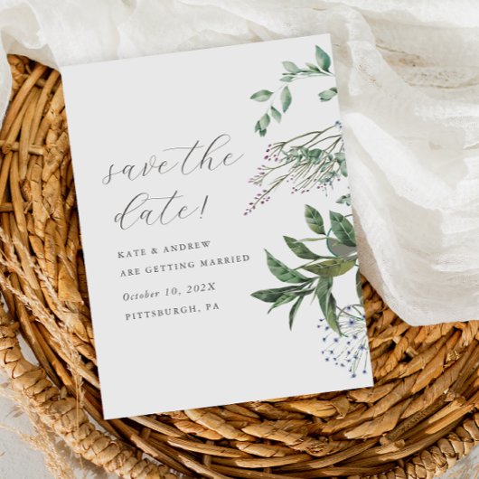 Einfache Wiesen-Wiese-Foto Hochzeit speichern Sie  Postkarte