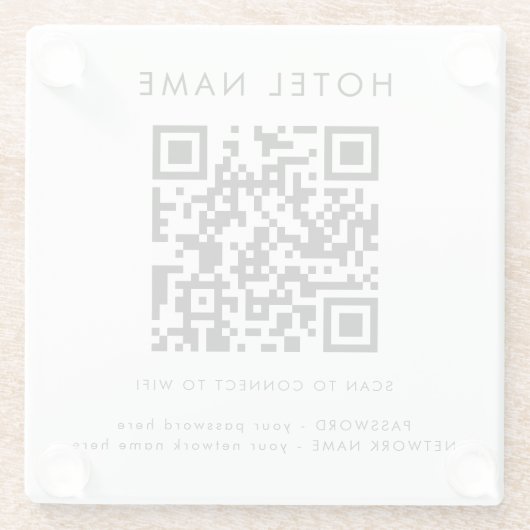 Einfache WIFI-Angaben QR-Code Hotel Name Jegliche Glasuntersetzer (Rückseite)