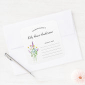 Einfache Wildblume Baby Dusche Buchzeichen Aufkleb Quadratischer Aufkleber (Umschlag)