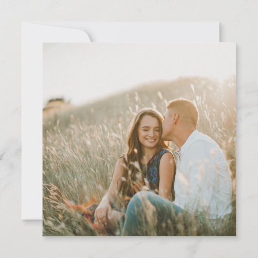 Einfache Wildblume | Beige Foto Square Wedding Einladung (Rückseite)