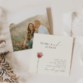 Einfache Wildblume | Beige Foto Square Wedding Einladung