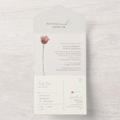 Einfache Wildblume | Beige Siegel und Senden All In One Einladung (Innen Boden)