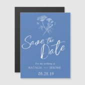 Einfache Wildblume, blau Save the Date Magneteinladung (Vorne/Hinten)