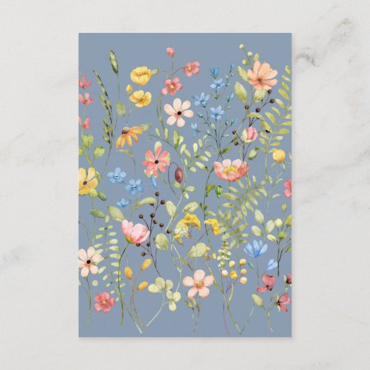 Einfache Wildblume Blue QR Code & UAWG Wedding Begleitkarte (Rückseite)