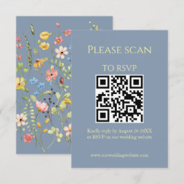 Einfache Wildblume Blue QR Code & UAWG Wedding Begleitkarte