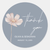Einfache Wildblume Boho | Dusty Blue Vielen Dank Runder Aufkleber (Vorderseite)