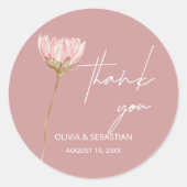 Einfache Wildblume Boho | Dusty Blue Vielen Dank Runder Aufkleber (Vorderseite)