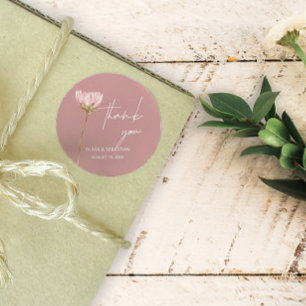 Einfache Wildblume Boho   Dusty Blue Vielen Dank Runder Aufkleber