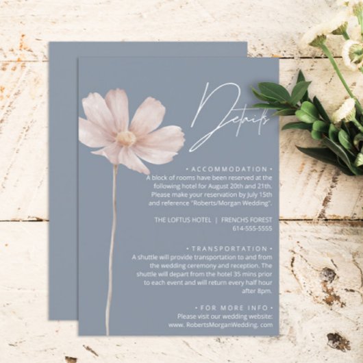 Einfache Wildblume Boho | Dusty Blue Wedding Detai Begleitkarte