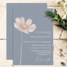 Einfache Wildblume Boho | Dusty Blue Wedding Einladung