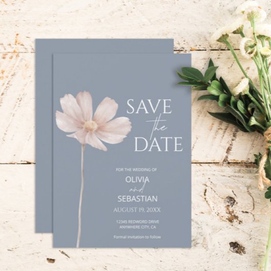 Einfache Wildblume Boho | Dusty Blue Wedding Save The Date