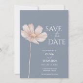 Einfache Wildblume Boho | Dusty Blue Wedding Save The Date (Vorderseite)