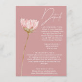 Einfache Wildblume Boho Dusty Rose Hochzeiten Deta Begleitkarte (Vorderseite)