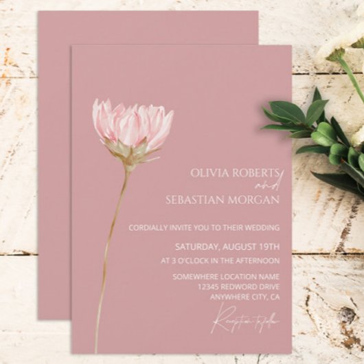 Einfache Wildblume Boho | Dusty Rose Wedding Einladung