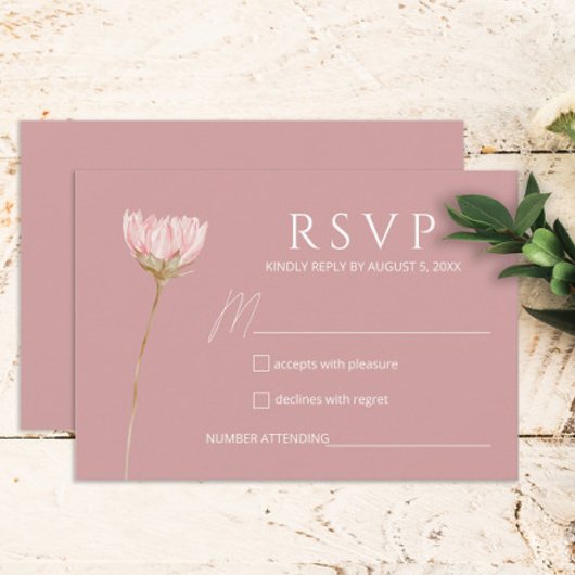 Einfache Wildblume Boho | Dusty Rose Wedding RSVP Karte