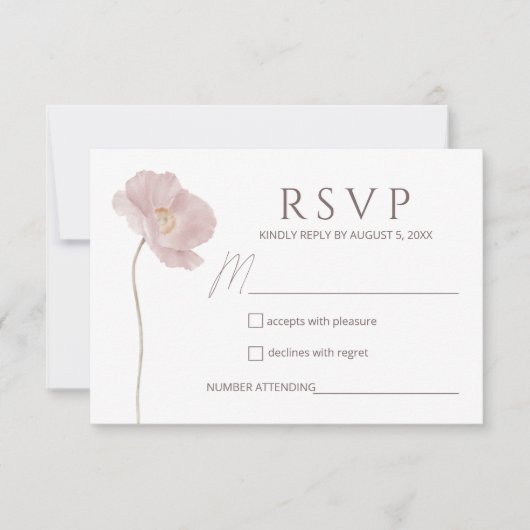 Einfache Wildblume Boho Wedding RSVP Karte (Vorderseite)