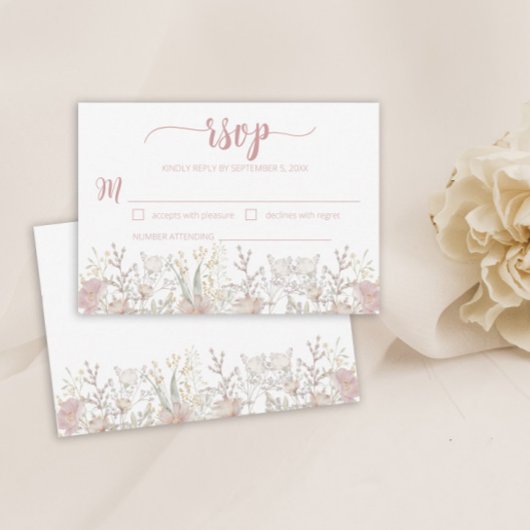 Einfache Wildblume Boho Wedding RSVP Karte