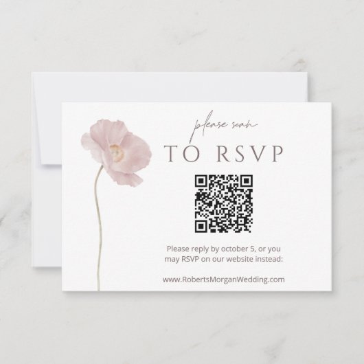 Einfache Wildblume Boho Wedding RSVP mit QR Code Karte (Vorderseite)
