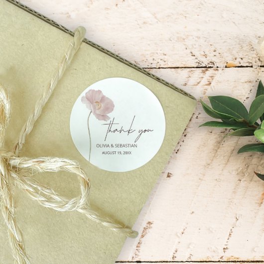 Einfache Wildblume Boho Wedding Vielen Dank Runder Aufkleber