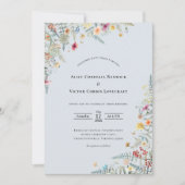 Einfache Wildblume Dusty Blue Wedding Details und Einladung (Vorderseite)