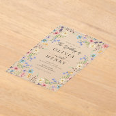 Einfache Wildblume Elegante Gartenhochzeit Acryleinladungen (Ablage )