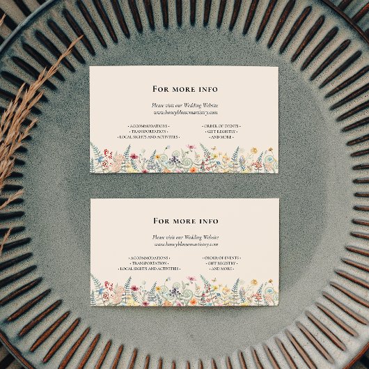 Einfache Wildblume Fern Beige Wedge Website Begleitkarte