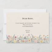 Einfache Wildblume Fern Bridesmaid Vorschlagskarte Einladung (Rückseite)