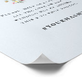 Einfache Wildblume Fern Dusty Blue Wedding Hashtag Poster (Ecke)