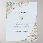 Einfache Wildblume Fern Dusty Blue Wedding Hashtag Poster (Vorne)