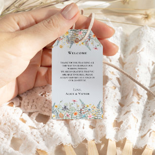 Einfache Wildblume Fern Dusty Blue Wedding Willkom Geschenkanhänger