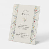 Einfache Wildblume Fern Hochzeit Signature Drinks Sockelschild (Vorderseite)