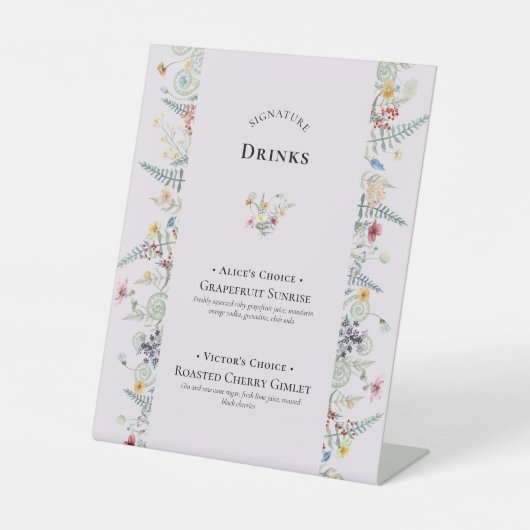 Einfache Wildblume Fern Lavendel Signature Drinks Sockelschild (Vorderseite)