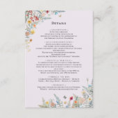 Einfache Wildblume Fern Lavender Wedding Details Begleitkarte (Vorderseite)