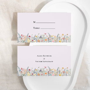 Einfache Wildblume Fern Lavender Wedding Flat Platzkarte