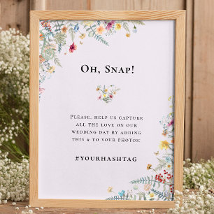 Einfache Wildblume Fern Lavender Wedding Hashtag Poster