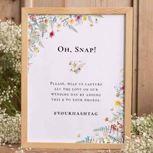 Einfache Wildblume Fern Lavender Wedding Hashtag Poster